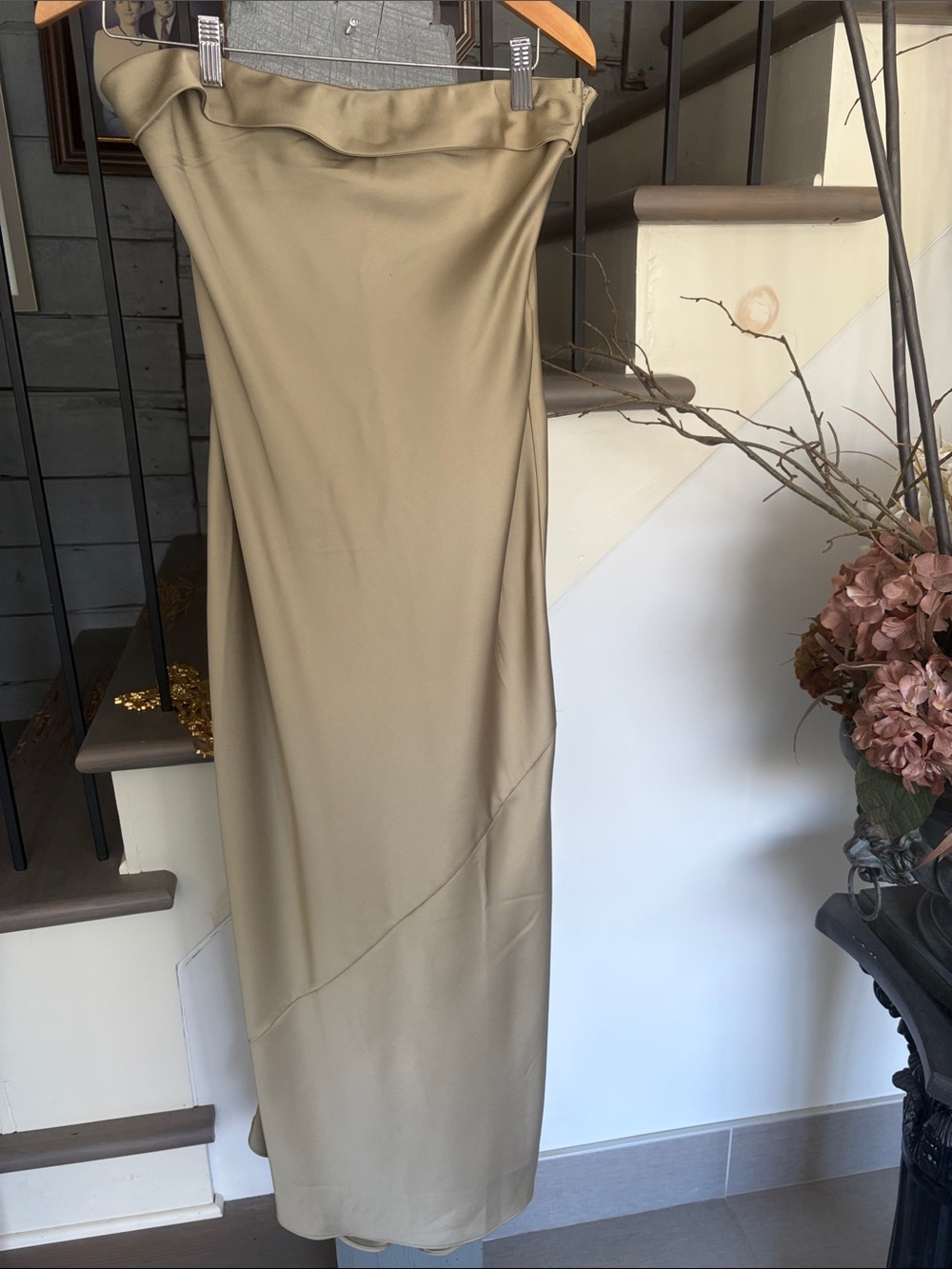 Heartloom Taupe Maxi Skirt with Waist Ruffle